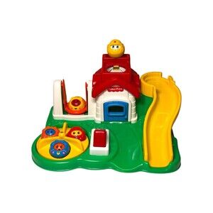 Vintage 1994 Fisher Price Roll A Round Playground w/ 5 Balls Missing Yellow Top